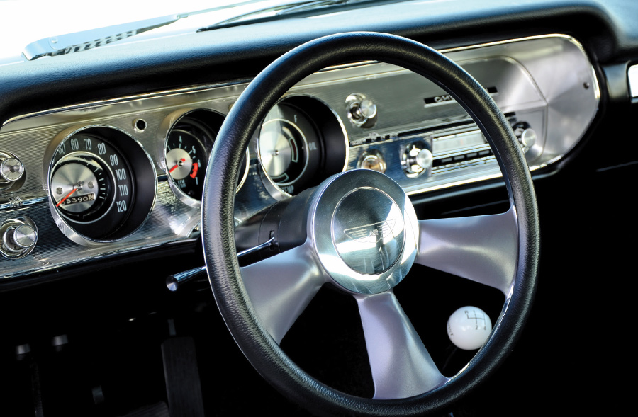 interior view of 1965 Chevelle steering wheel