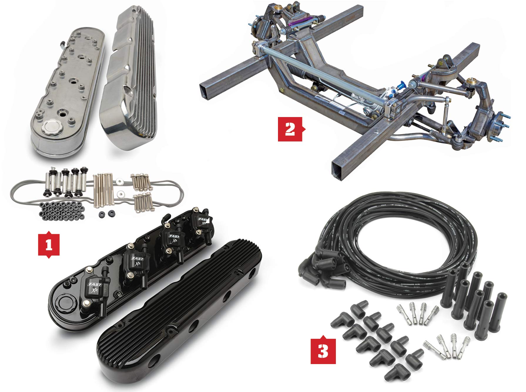 1. Finned LS Valve Covers; 2. G-Comp Suspension; 3. Hot wires