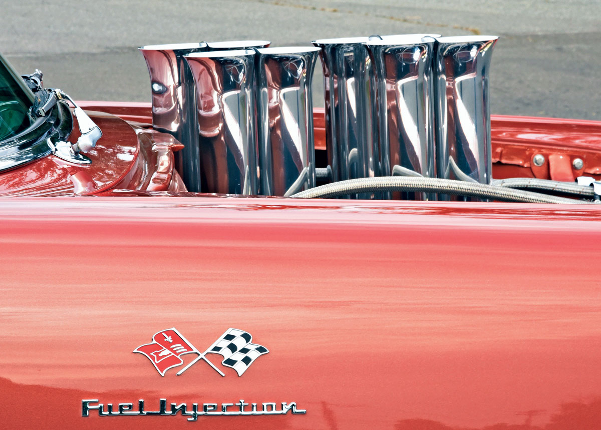 Classic 1957 Chevy hotrod engine side view