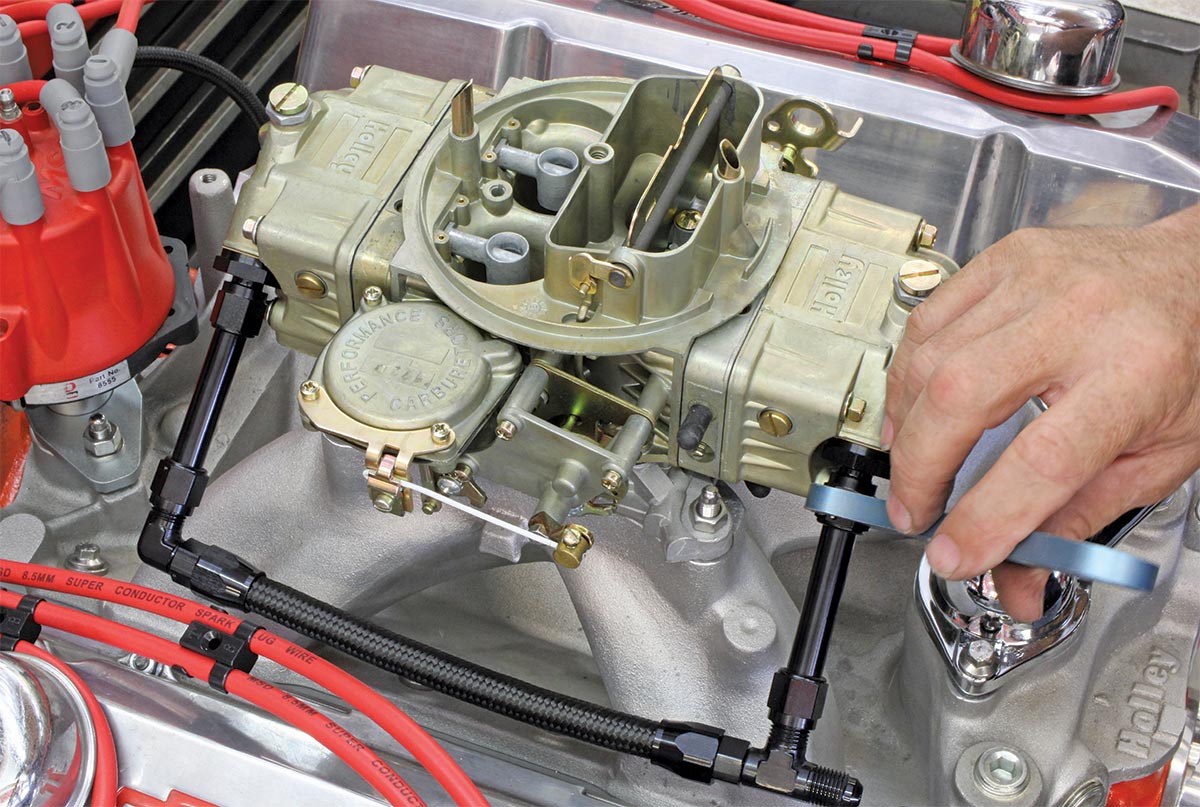 Closeup of Holley 3310 engine