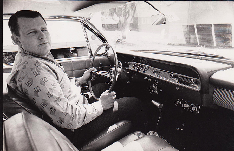 Charlie Sanden in his car