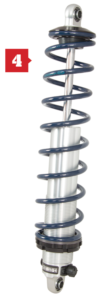 Close view of a Strange Engineering aluminum coilover shock