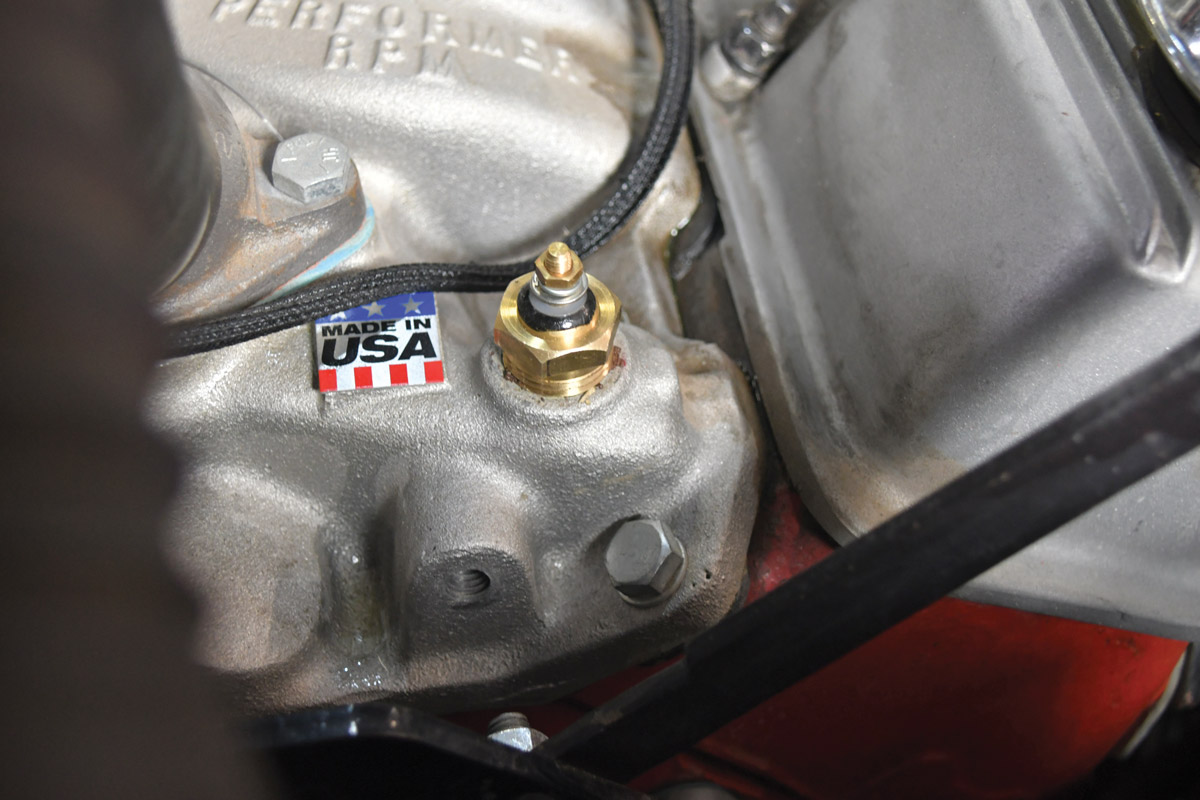Installed oil pressure sensor in the intake near the thermostat