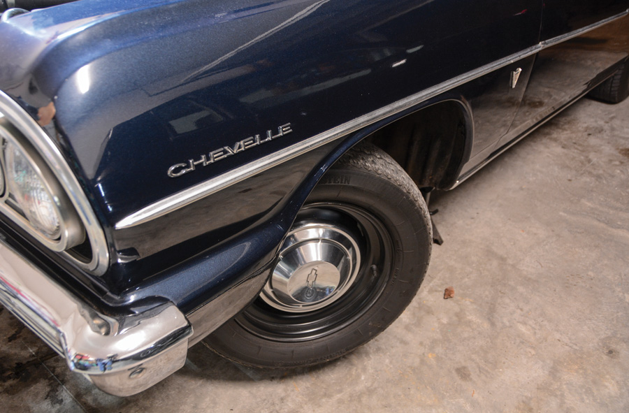 Front left wheel of the Chevelle turned