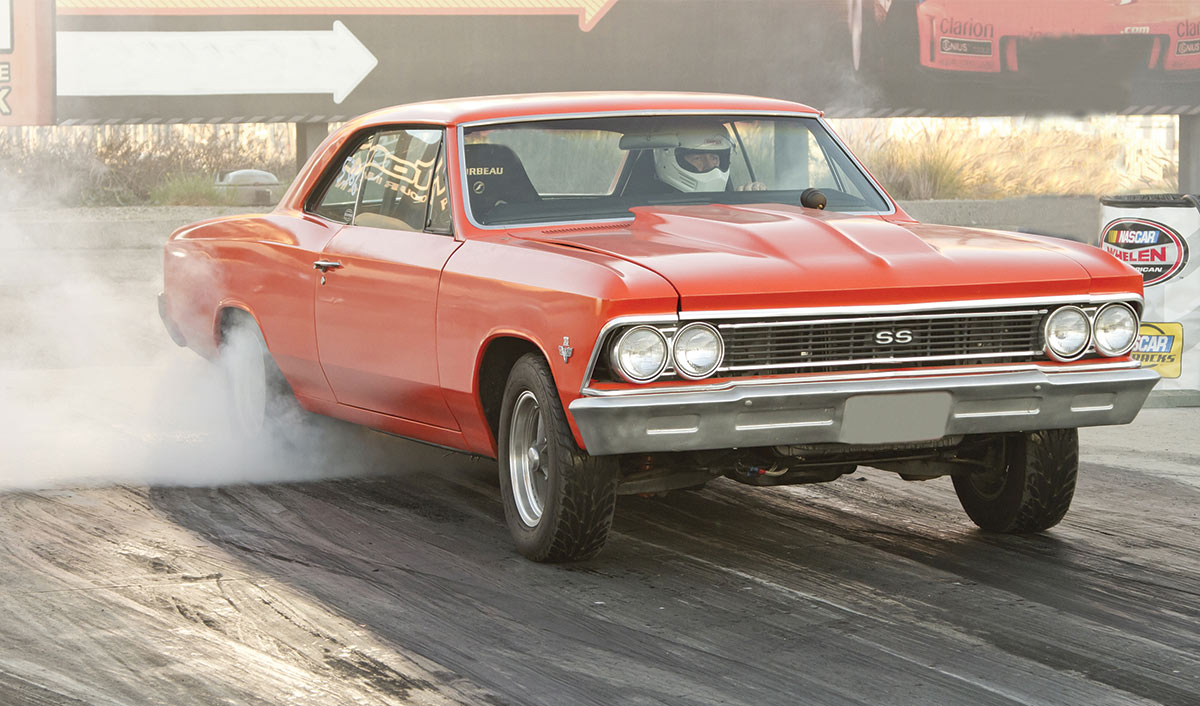 Looking at the 28-inch-tall tire on an orange Chevelle 