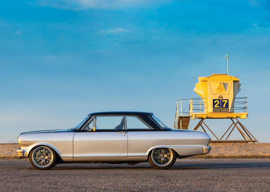 1963 Nova side profile view with beach background