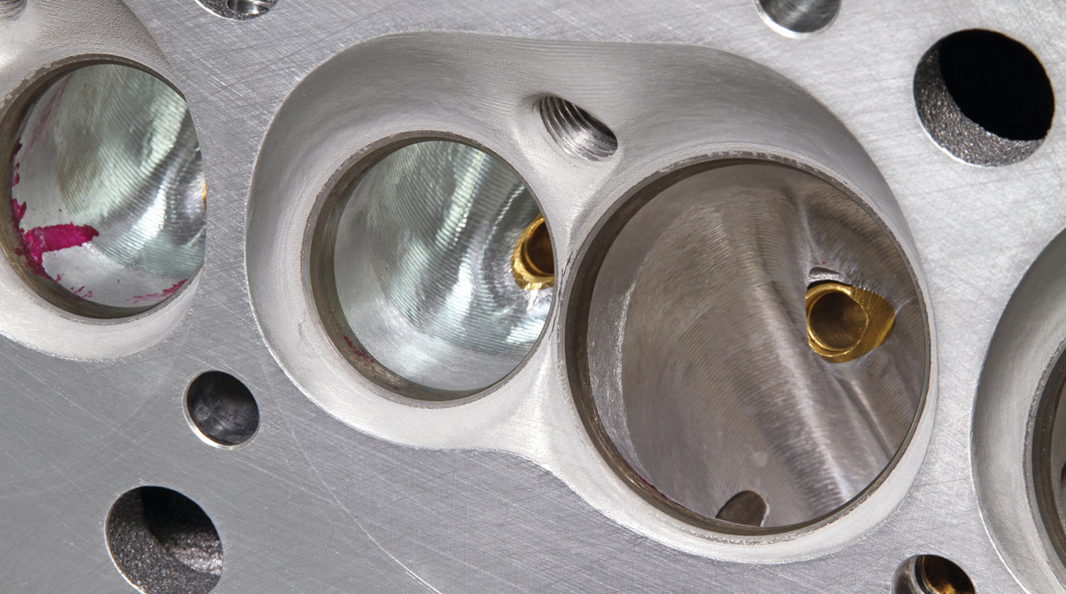 close view of machined combustion chambers