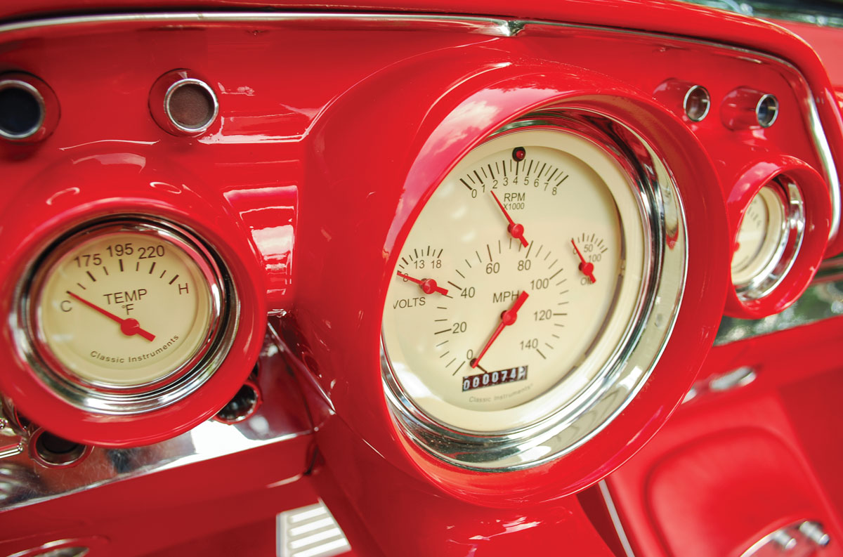 1957 Chevy Bel Air gauges closeup