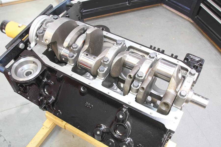 3.75-inch Summit Racing stroker crank installed in the short-block