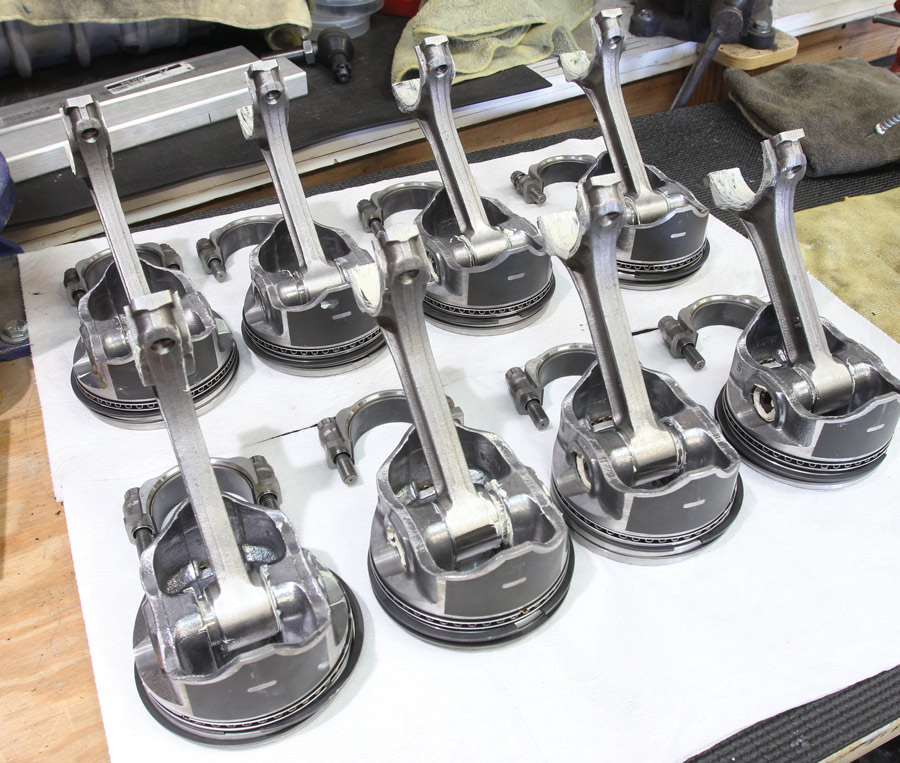 eight piston assemblies are now ready for installation