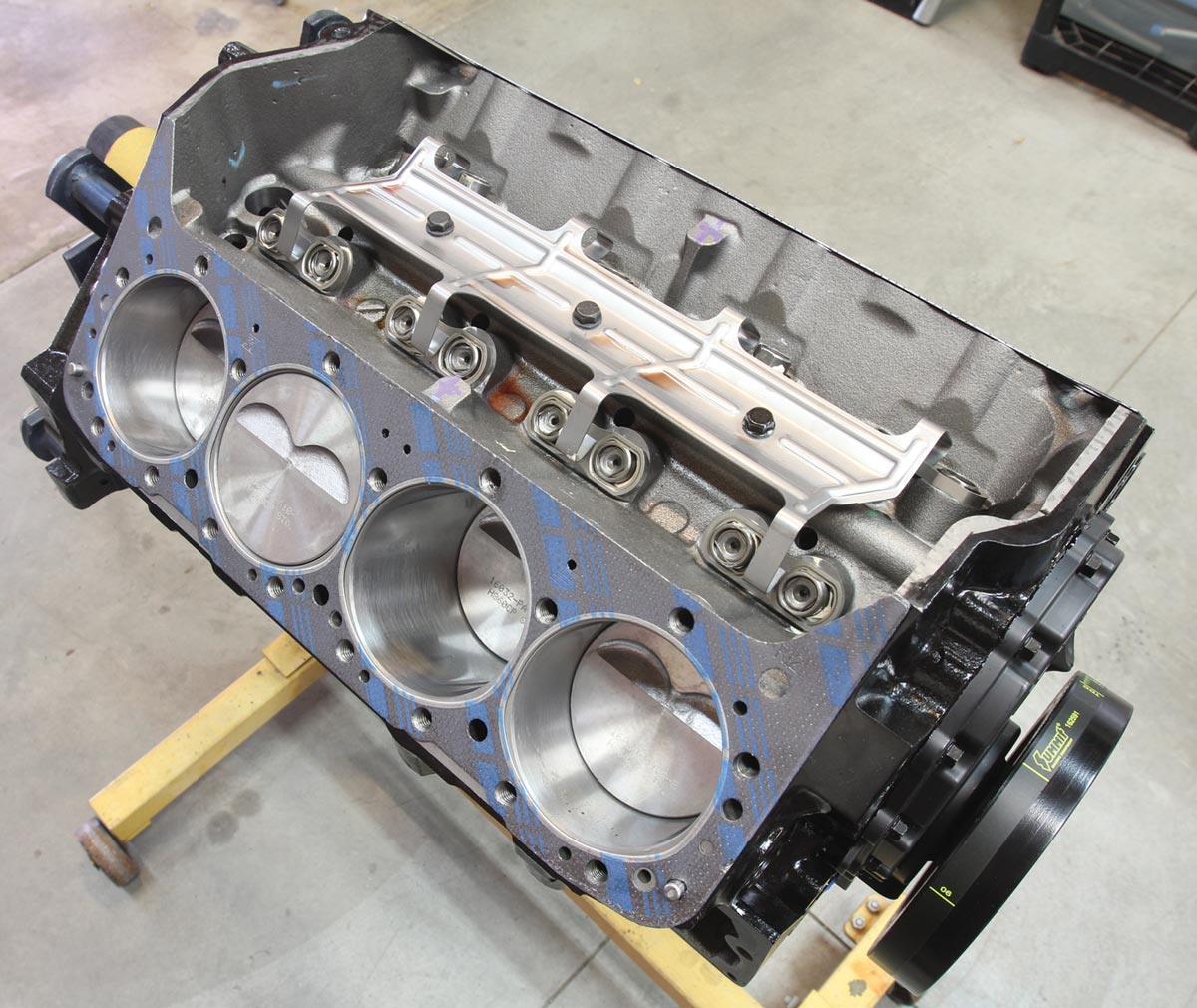 view of the completed 377ci stroker build short-block