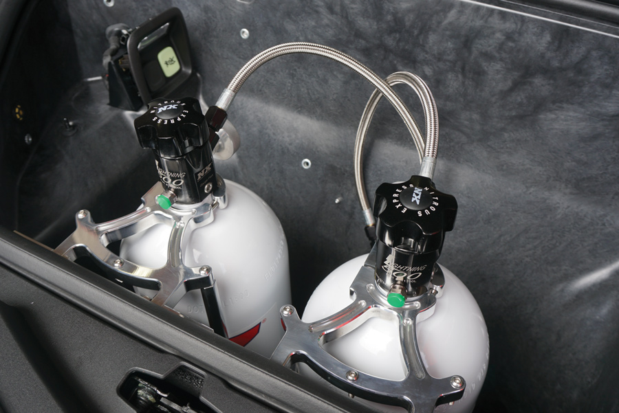 the nitrous supply bottles are mounted in the fronk