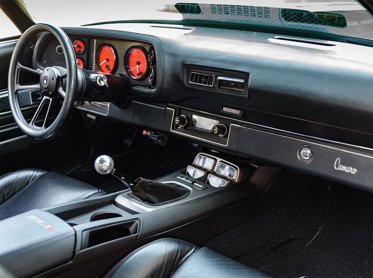 1970 Camaro RS Z28 interior view of wheel and dashboard