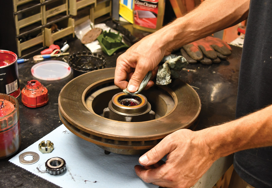 Before installing the hub or rotor, you should inspect the bearings and seal.