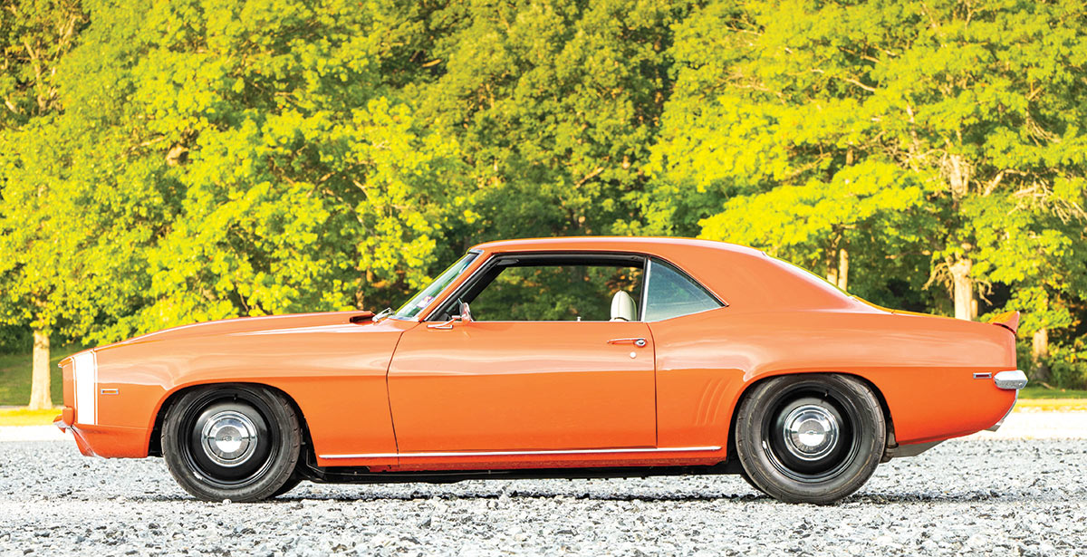 orange '69 Camaro side profile