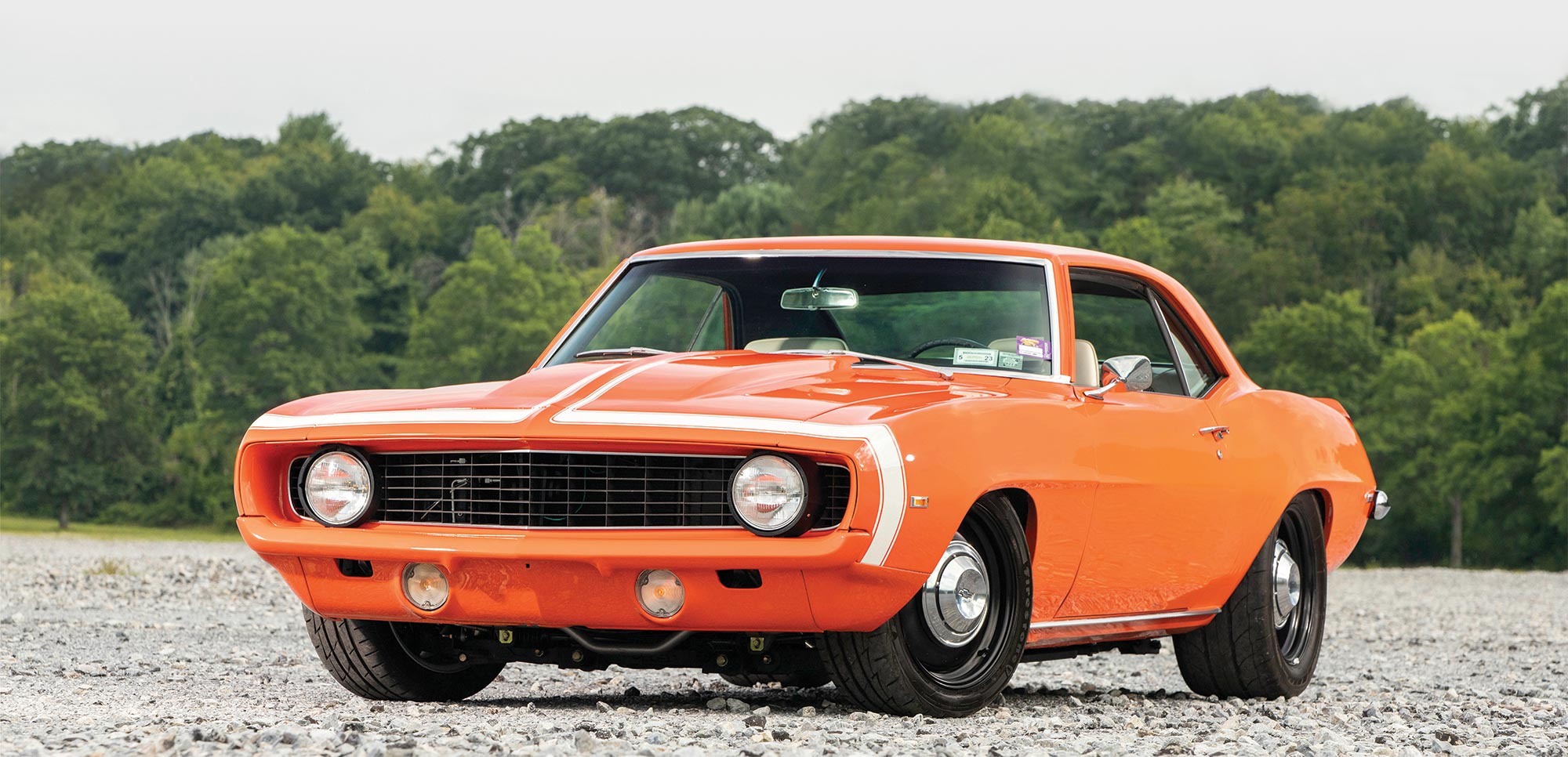 orange '69 Camaro feature image of front view