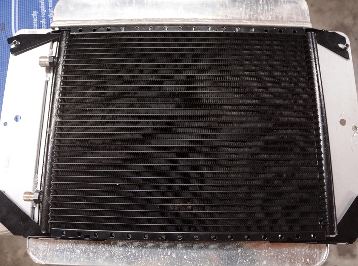 view of the aftermarket radiator before installation