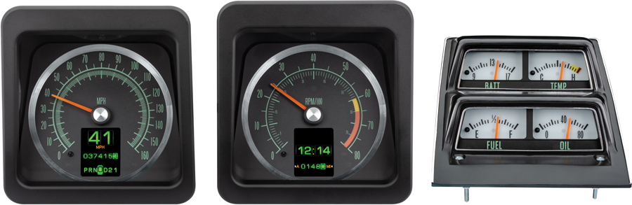 For those Camaros equipped with optional instrumentation from the factory, Dakota Digital offers their RTX package with console-mounted gauges.