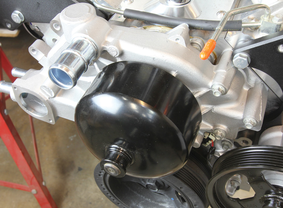 Now the F-body water pump can be installed for the final time
