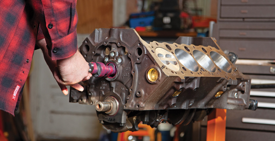 Apply a generous amount of assembly lube to each of the cam journals prior to installing the camshaft. You can also look into using a camshaft installation tool to ease the process here, too.