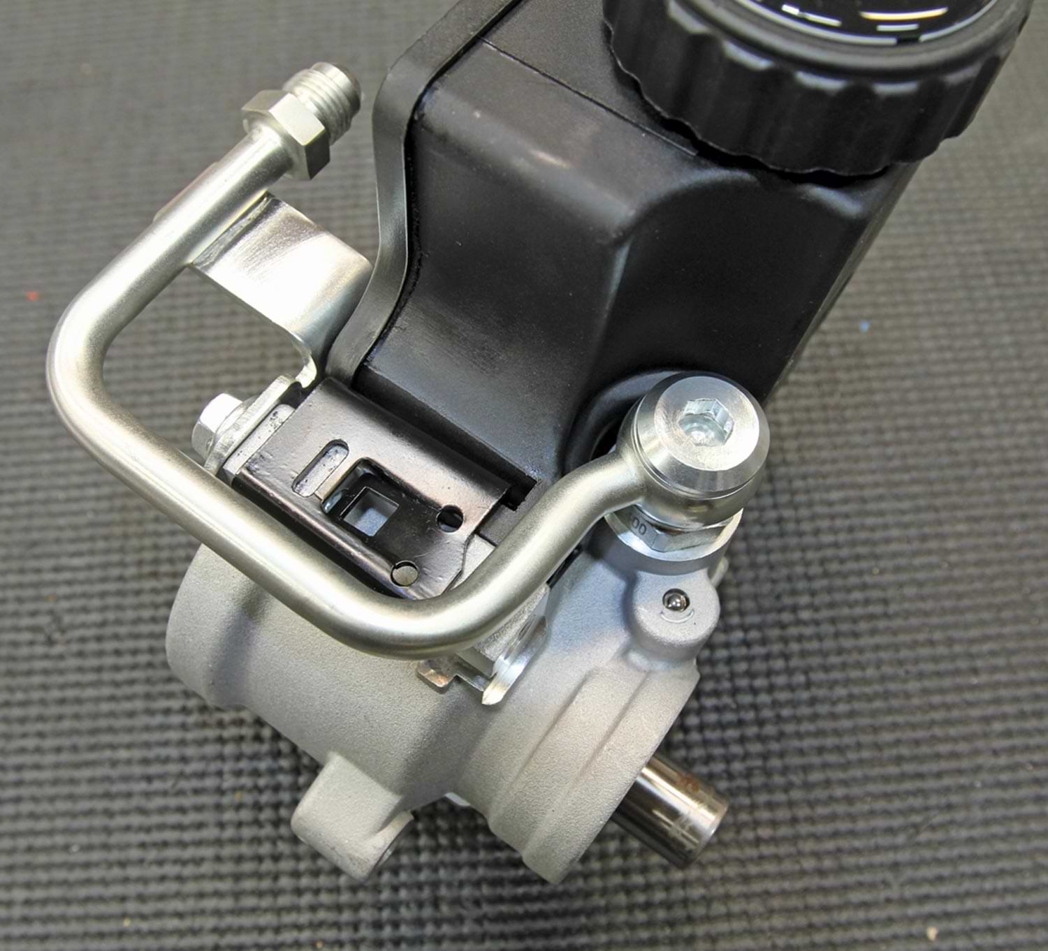 view of the AN-6 hard line, installed to the power steering pump