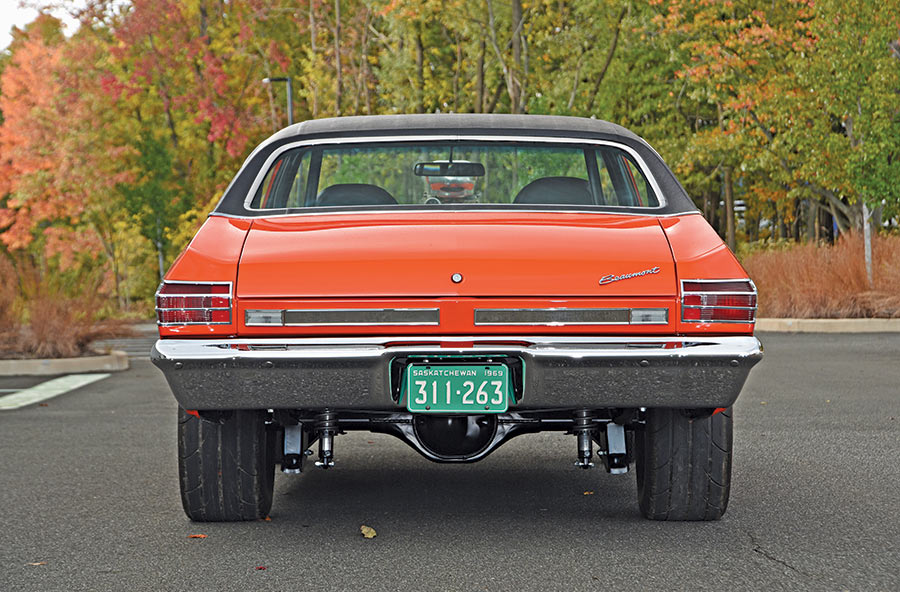 rear of orange car
