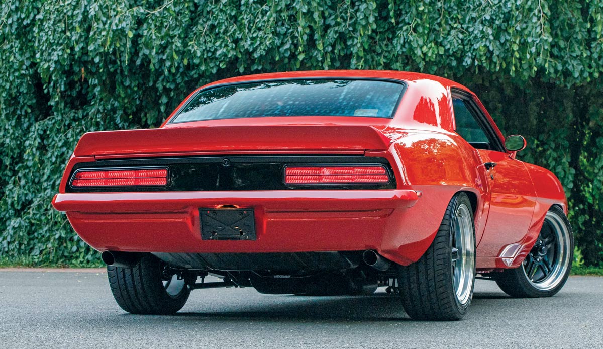 rear of red 1969 Camaro