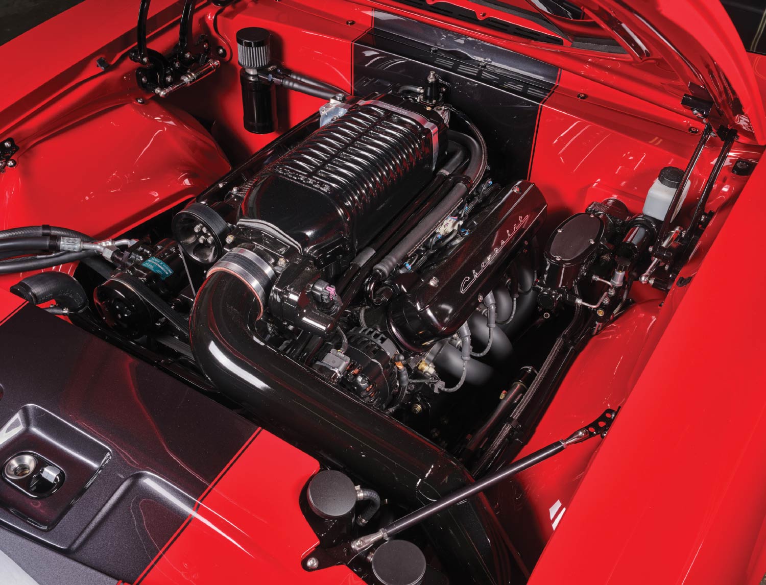1967 Camaro's front view of engine