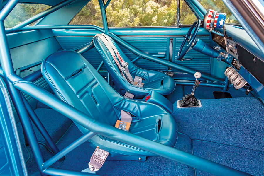 blue '66 Nova driver and passenger seats