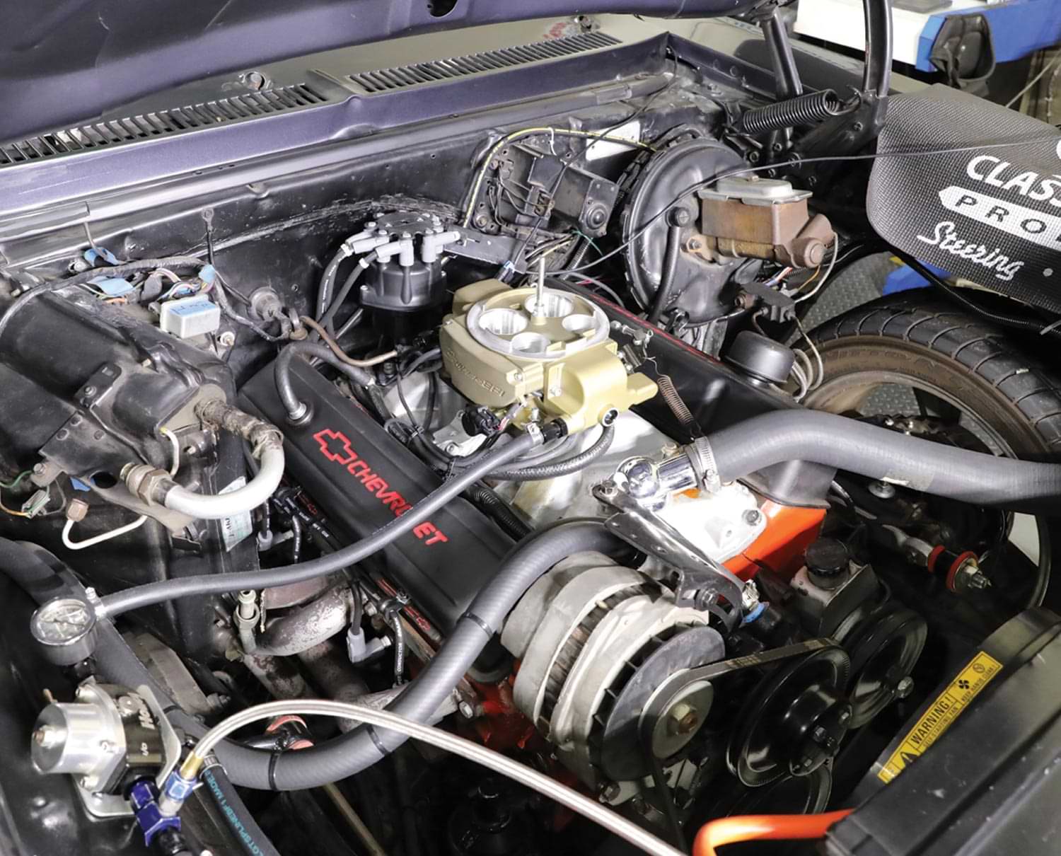 a Chevy engine bay