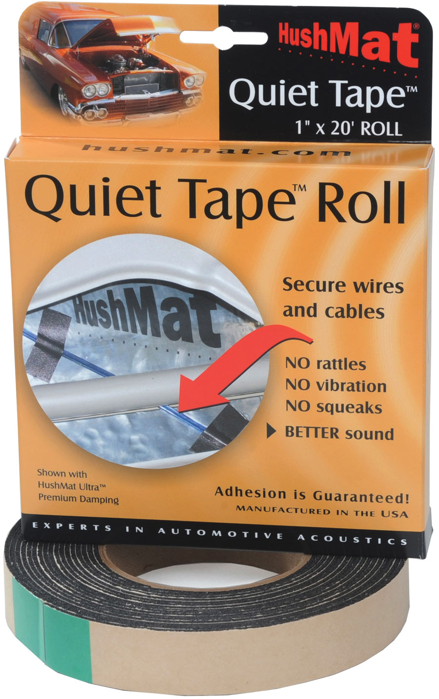 Quiet tape is used to cover and protect the wires of electronic components. It can also be used between surfaces to prevent rattles and unnecessary wear and tear.