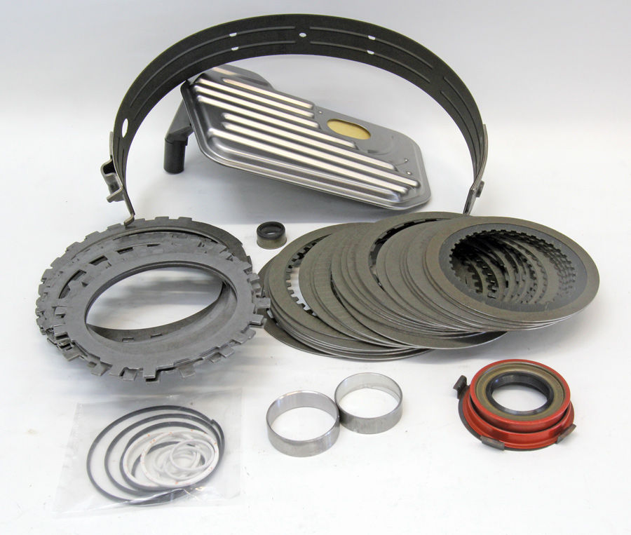 We used TCI’s Master Racing overhaul kit that includes all the seals as well as clutches and steels. This kit includes a band and filter along with all the necessary small parts.