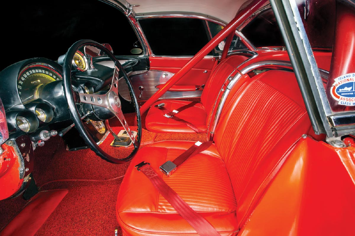 1961 Corvette's red leather seats