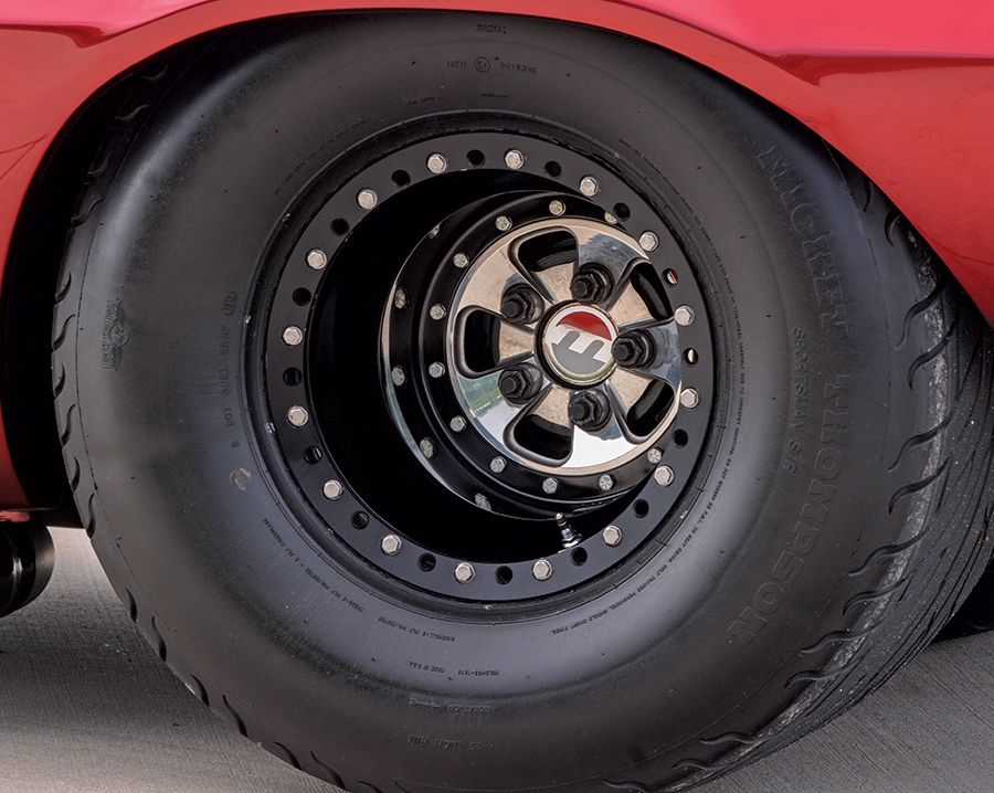 red '71 Camaro tire and rim