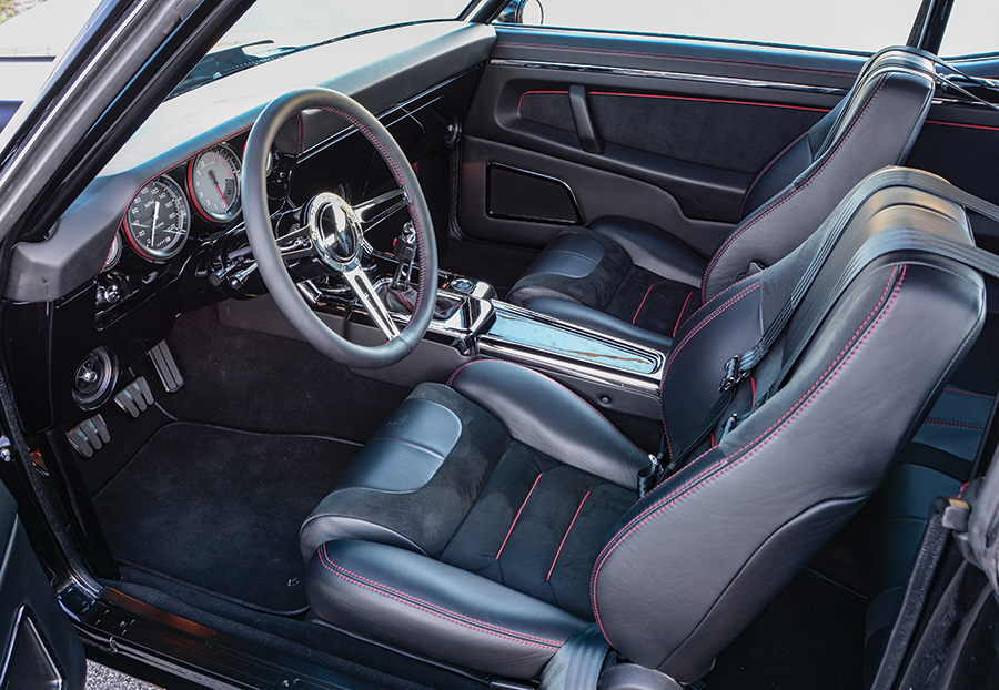 black '69 Camaro interior view of seats