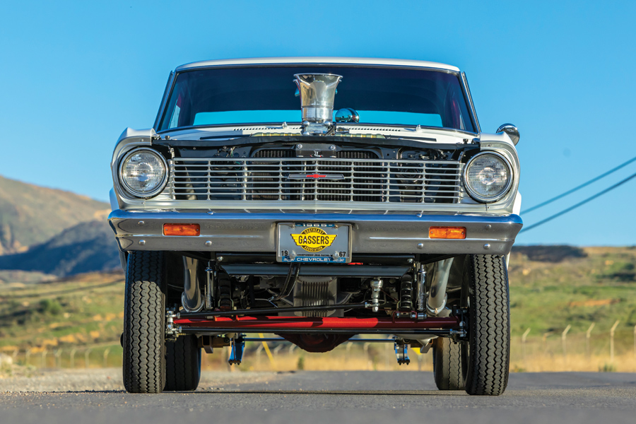 front view of ’65 Chevy II Nova grill and bumper