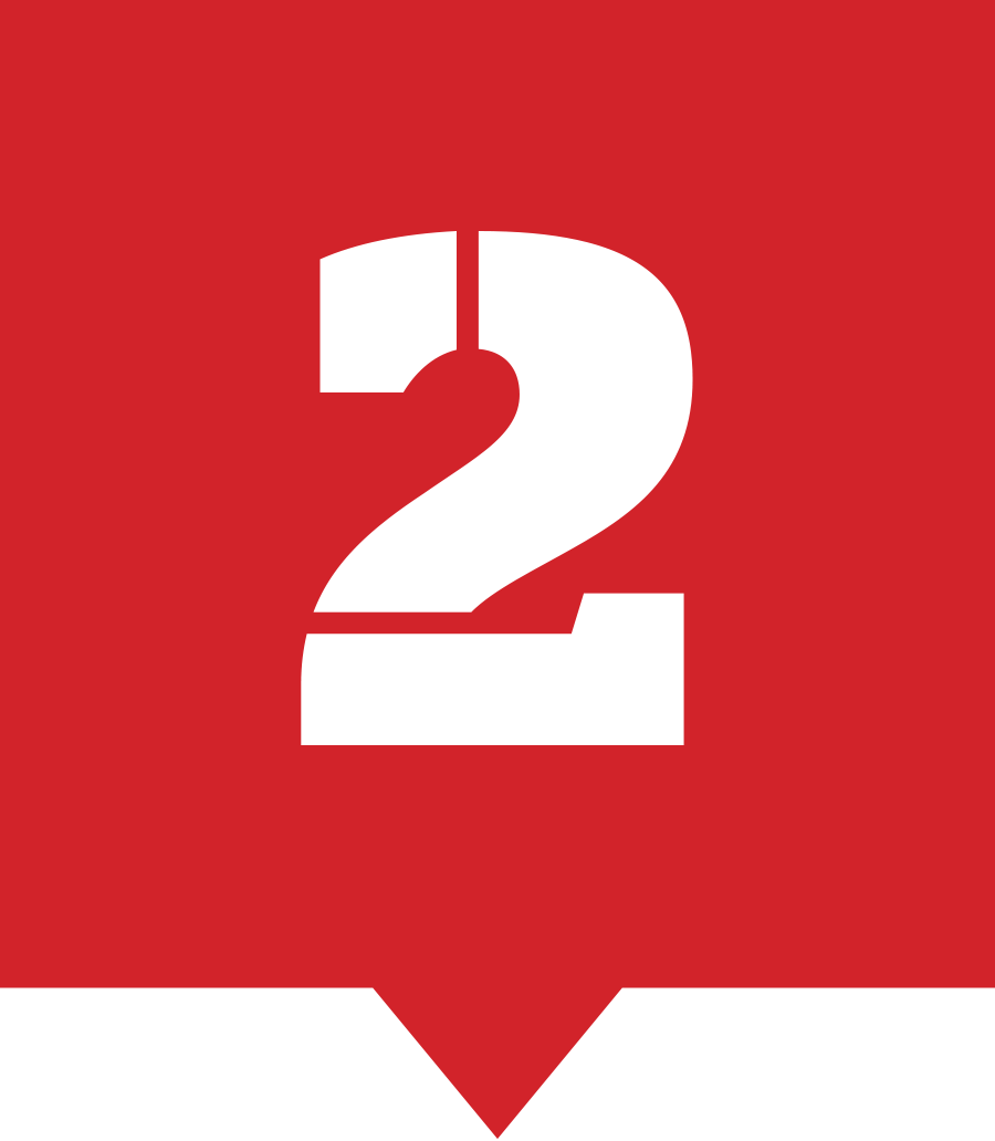red box with arrow facing down and number 2