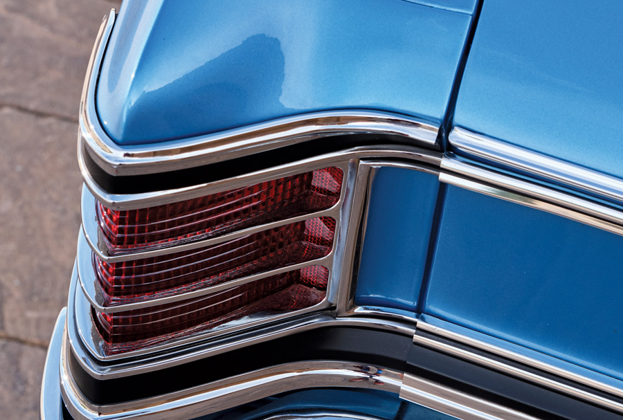 close up of a tail light in a '67 Chevelle