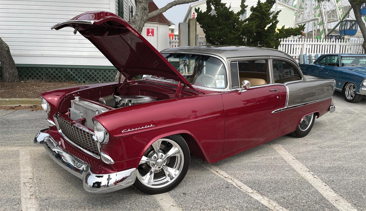 dark red and gray chevy bel-air