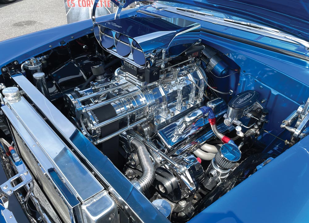 Blown white and blue Bel-Air engine