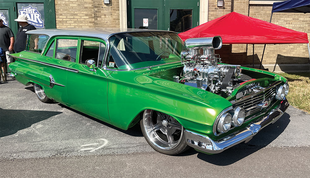 Slammed and blown lime green Impala Nomad