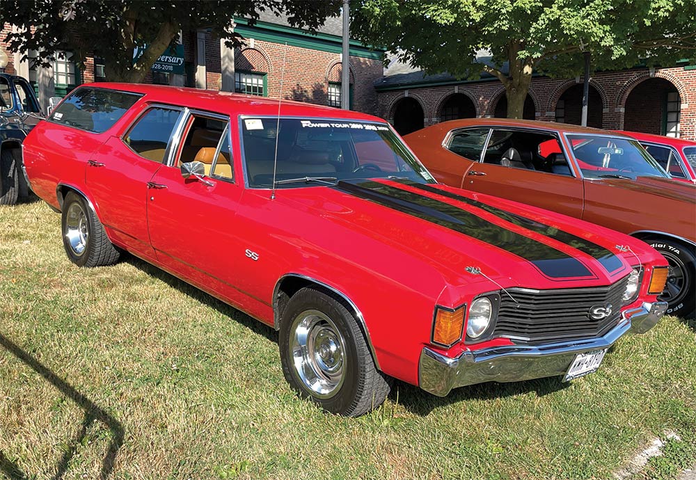 Red with black stripes Chevelle SS wagon