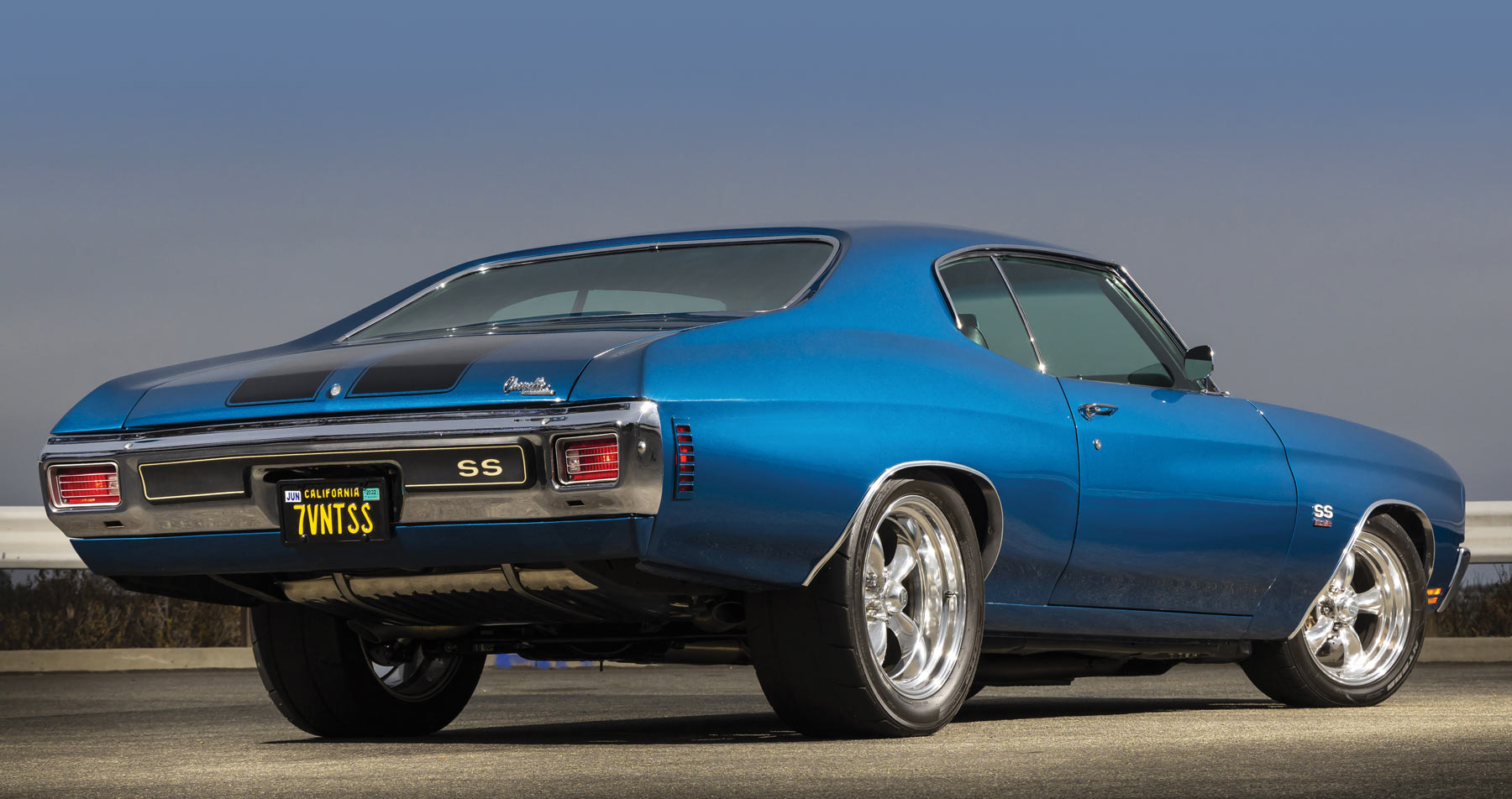 rear of a blue '70 Chevelle