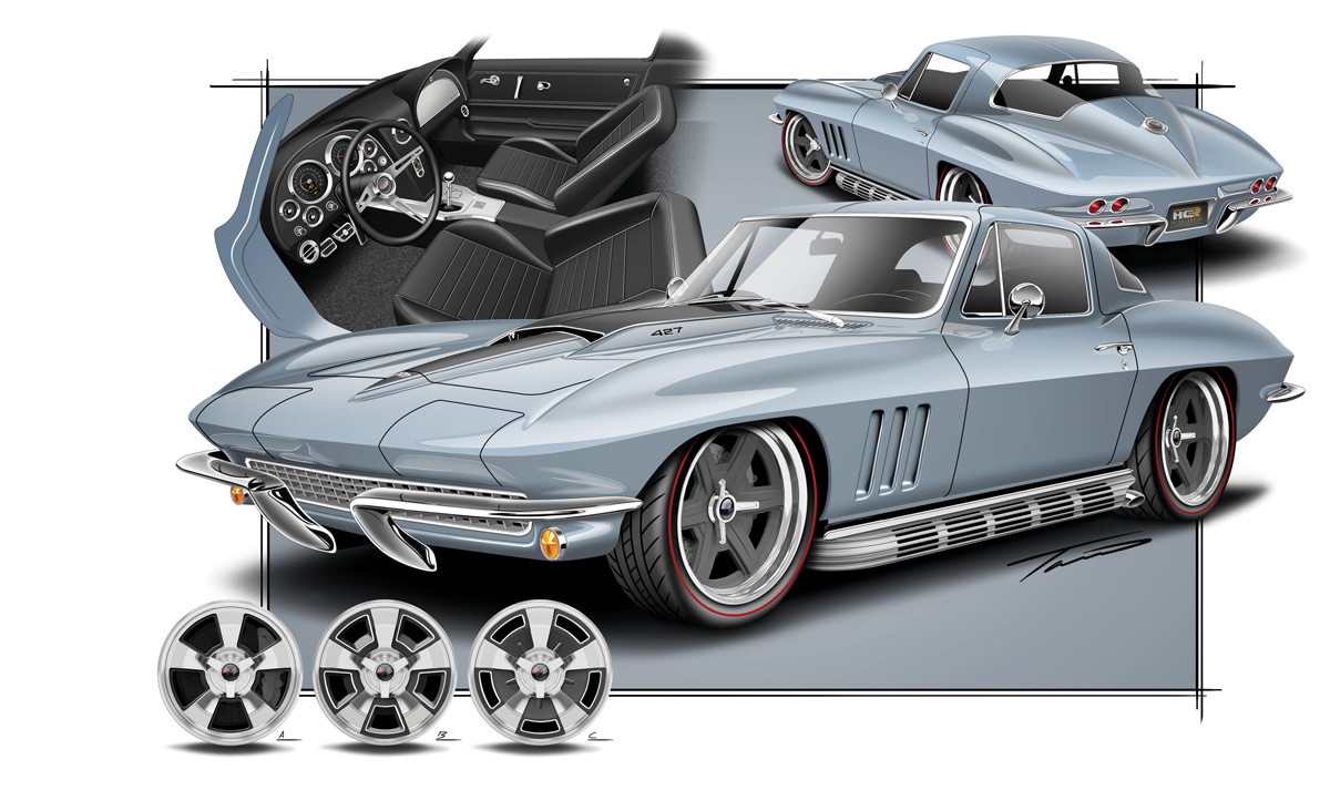Illustration of a 1966 Chevy Corvette