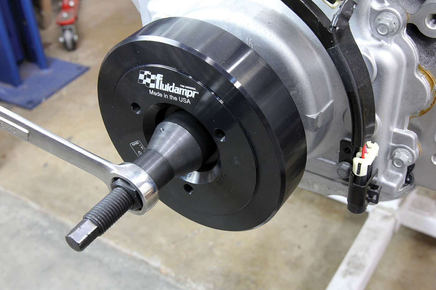 a Harmonic Balancer Installation Tool from Summit Racing (PN SUM-900135) is used to properly install the new damper