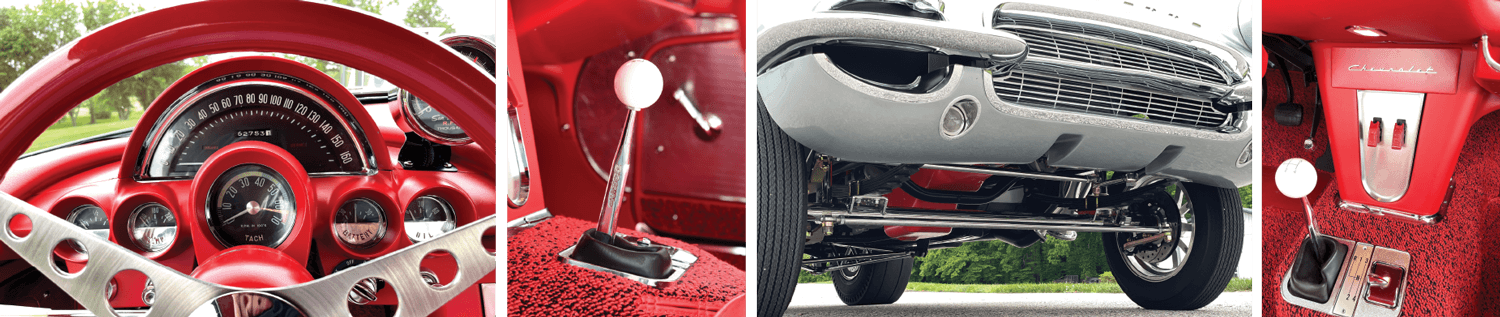 collage of close ups of a '61 Corvette