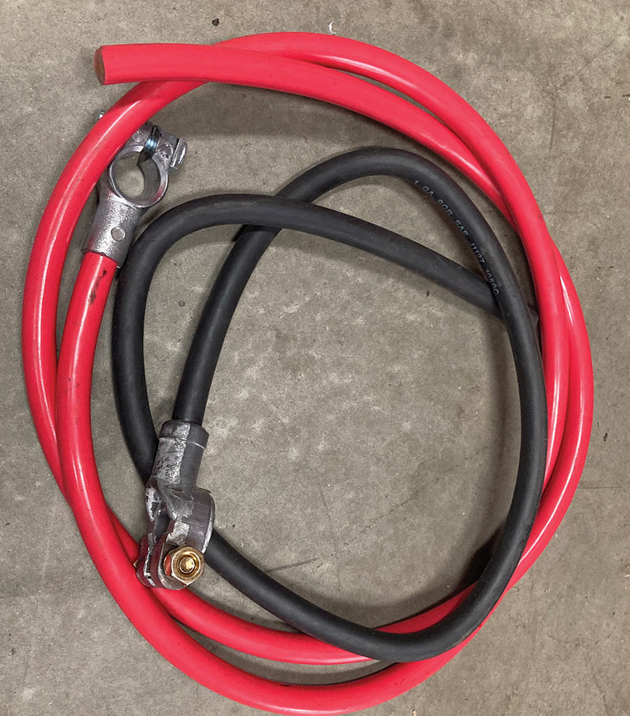 Red and black gauge battery cables
