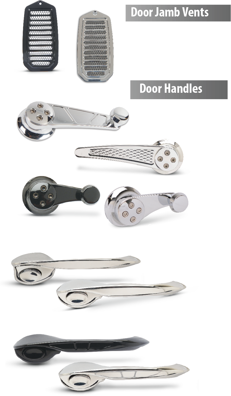Door jamb vents and door handles