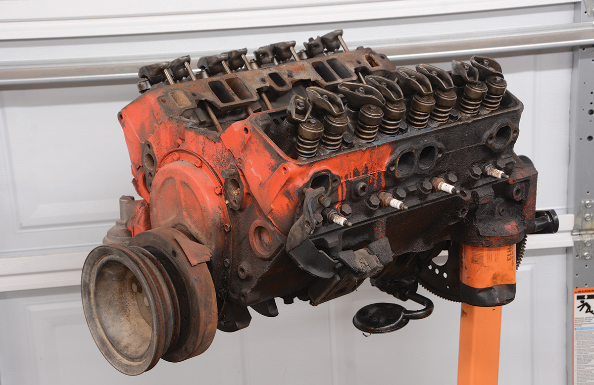 engine rusted with orange paint