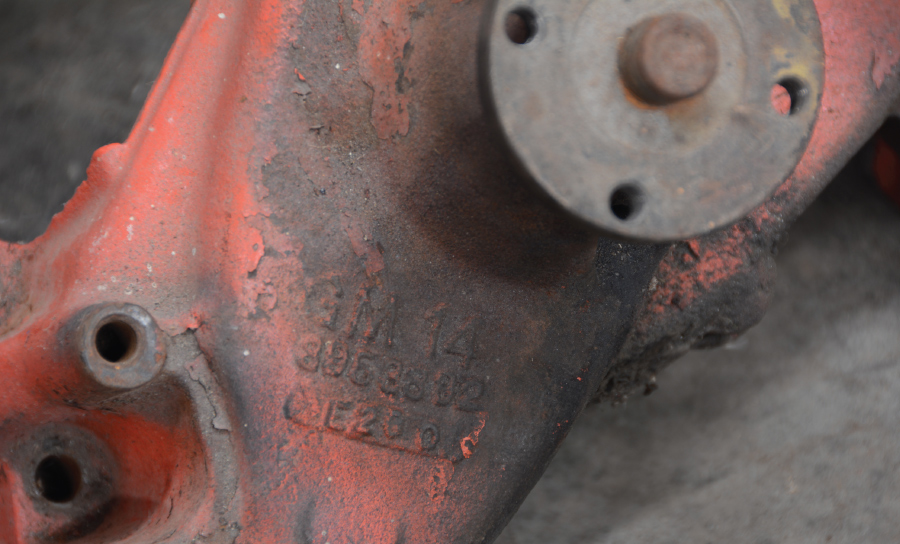closeup of casting number of 3953892, and a date code of E200